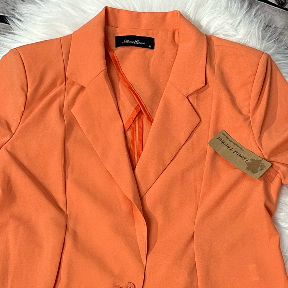 Anna Grace Orange One Button Blazer Size M - Picture 9 of 12